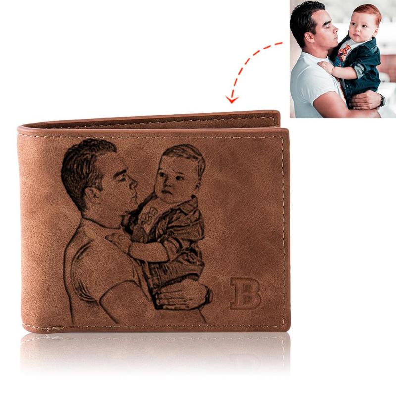 Wallets Picture Wallet Custom Engraving Frosted Retro Multifunction Multi Card Holder Leisure Coin Bag Father&#039;s Day Gift