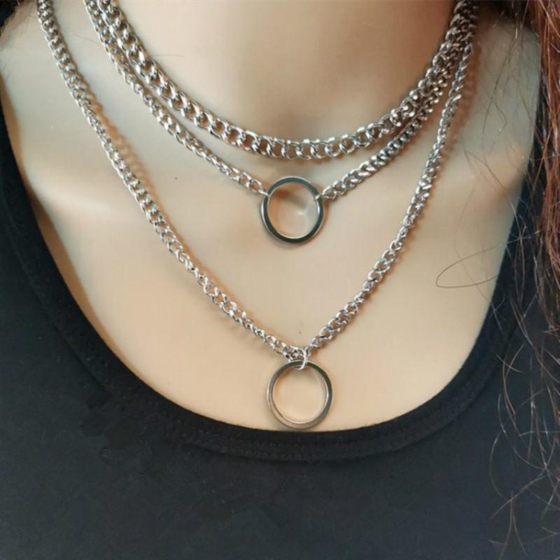 Classic Chains Necklaces Exaggerated Individuality Geometric Collar Ring Multi-layer Chain Simple Clavicle Choker Charm Jewelry