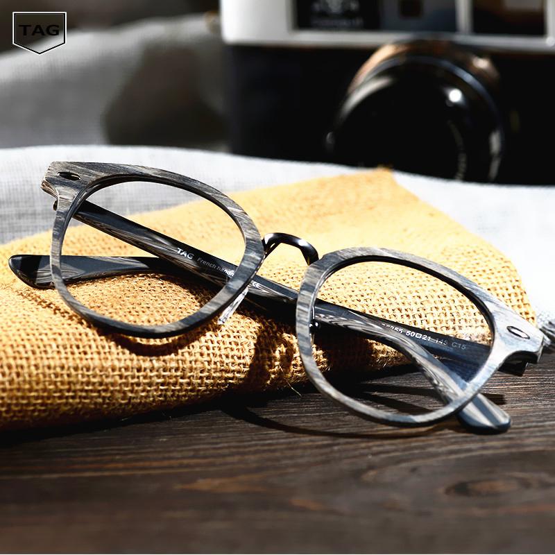 Brand Import Plate Wood Grain High Quality Designer Retro Round Eye Glasses Frames For Women Myopia Frame Men Fashion Sunglasses
