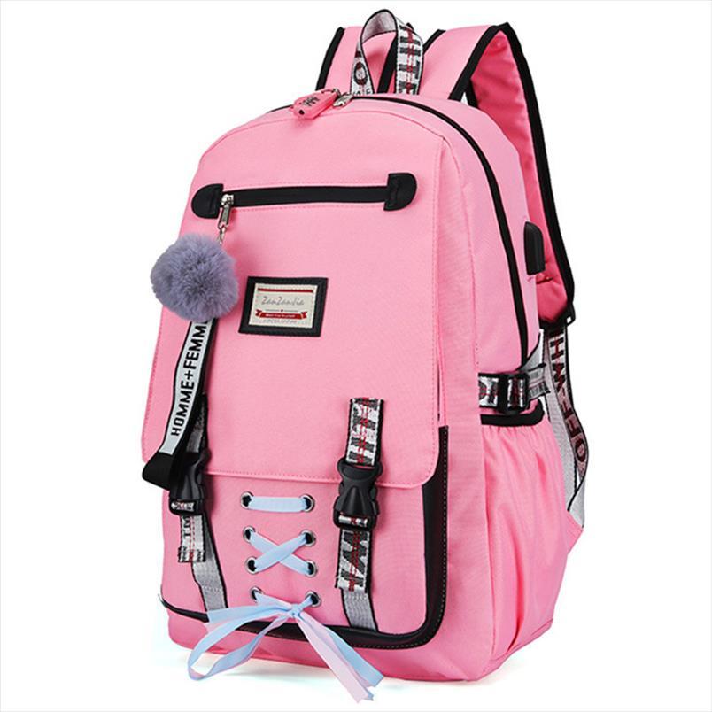 Casual School Bags For Girls Women Backpacks Fashion Backpack Usb Charging Schoolbag Child Kids Bag Mochila
