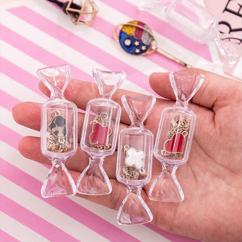 Cute Teen Girls Candy Shape Transparent Makeup Storage Box Mini Portable Earrings Jewelry Bag Travel Cosmetic Case Organizer
