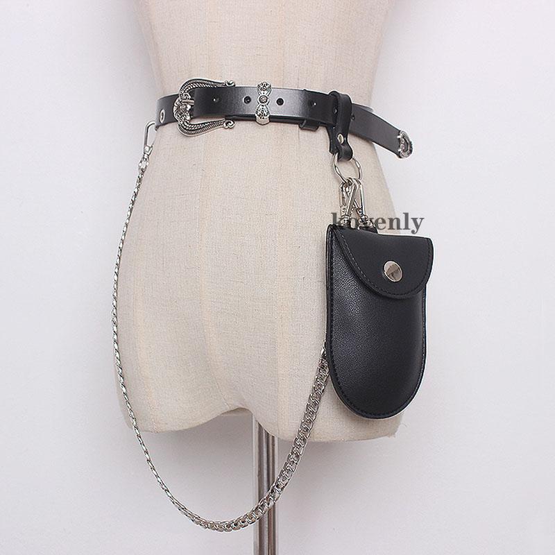 Women Bags Trendy Coat Leather Belt Bag Chain Streetwear Fittings Fashion Waist Lipstick Pocket Mini Female Fanny Pack #40