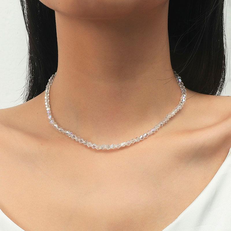 Simple Fashion Female Transparent Crystal Beads Handmade Beaded Necklaces For Women Girls OL Style Ladies Party Jewelry Gifts Chokers