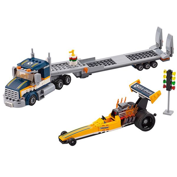 City Dragster Transporter Building Blocks Truck Car Model Bricks Toys 02025 10650 60151 Christmas birthday Gifts X0503