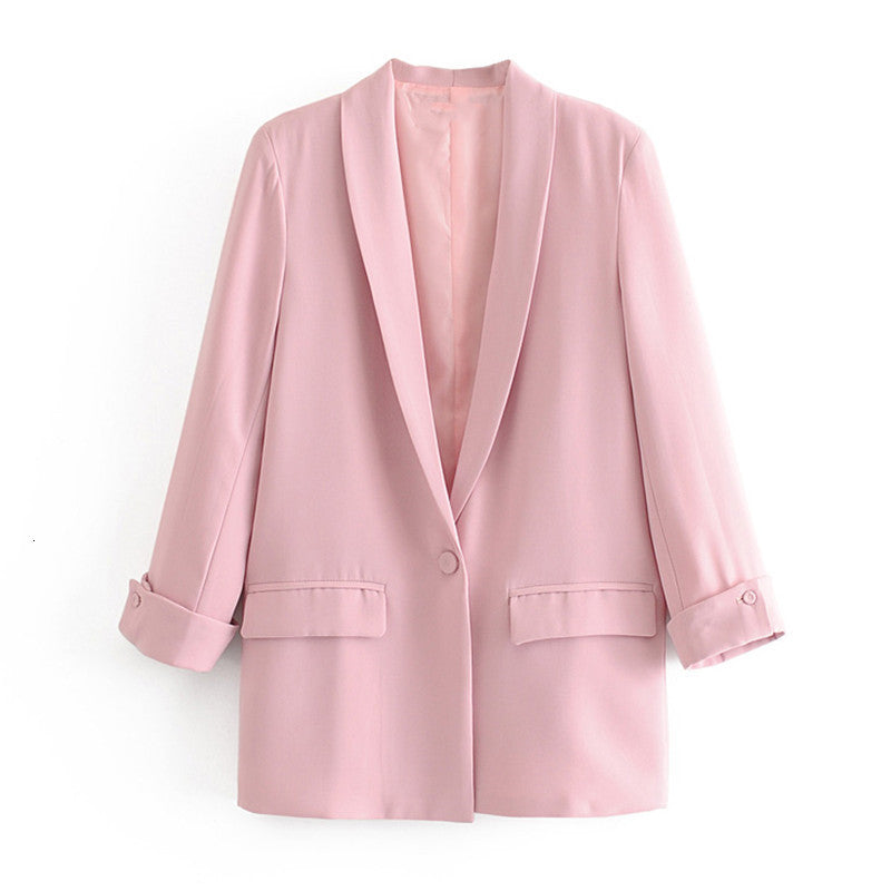 Women&#039;s Suits & Blazers Pink Long Sleeve Female Candy Color Office Ladies Autumn Winter Casual Outwear Women Jacket Coat O9VH