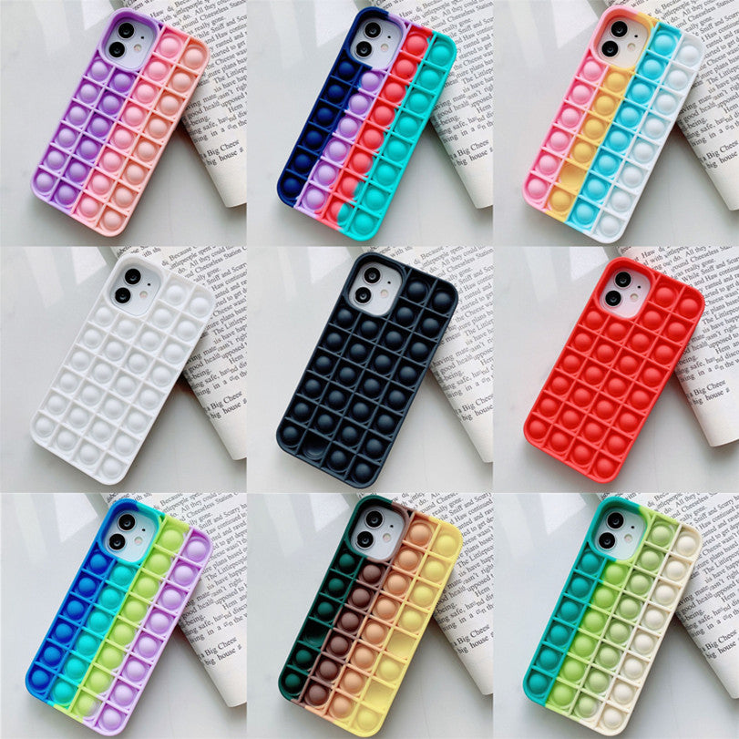 Pop It Push Bubble Phone Cases For Iphone 12 Mini 11 Pro Max X XS XR 7 Plus 8 Relive Stress Relief Fidget Toy Soft Silicone gel Cover CellPhone Case