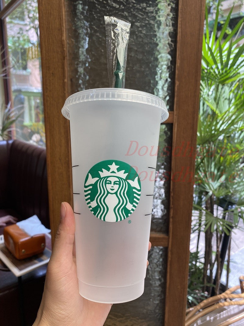 24oz Tumblers Plastic Drinking Juice With Lip And Straw Magic Coffee Mug Costom Starbucks plastic Transparent Color changing mugs 50pcs DHL