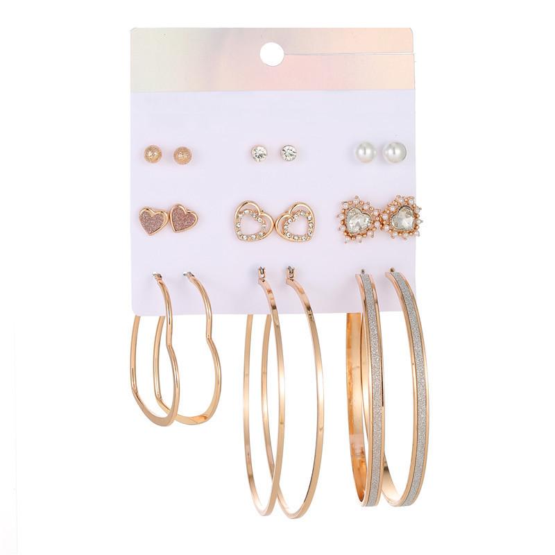 Hoop & Huggie Punk Golden Circle Oversize Earrings For Women Fashion Heart Flower Pearl Rhinestone Wedding Jewelry Accessories Gift