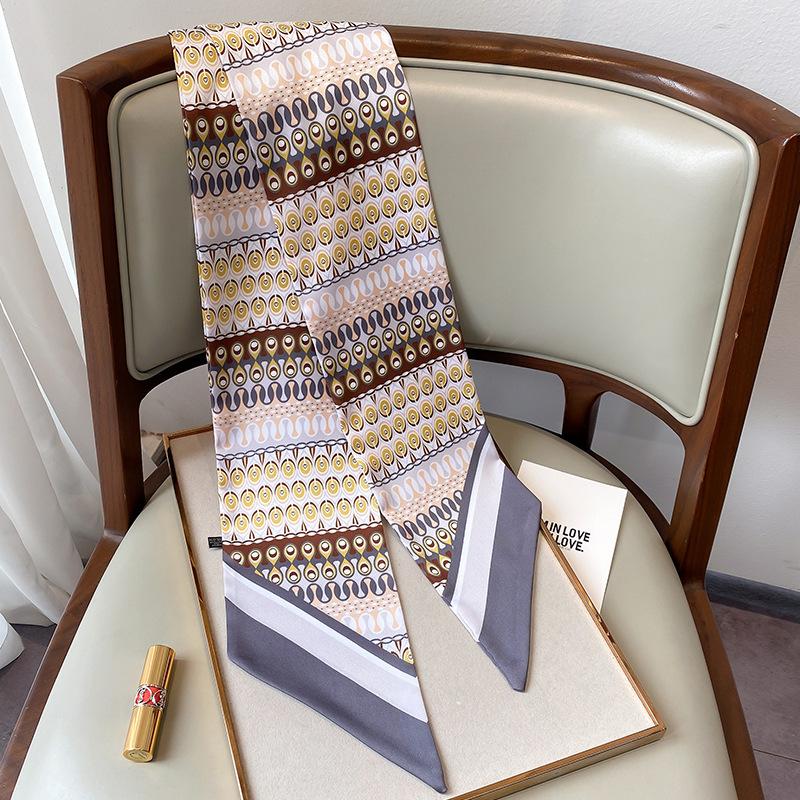 Scarves 2021 Spring And Summer Decorative Small Silk Scarf Women&#039;s Hair Band Fashion Narrow Ribbon Binding Bag