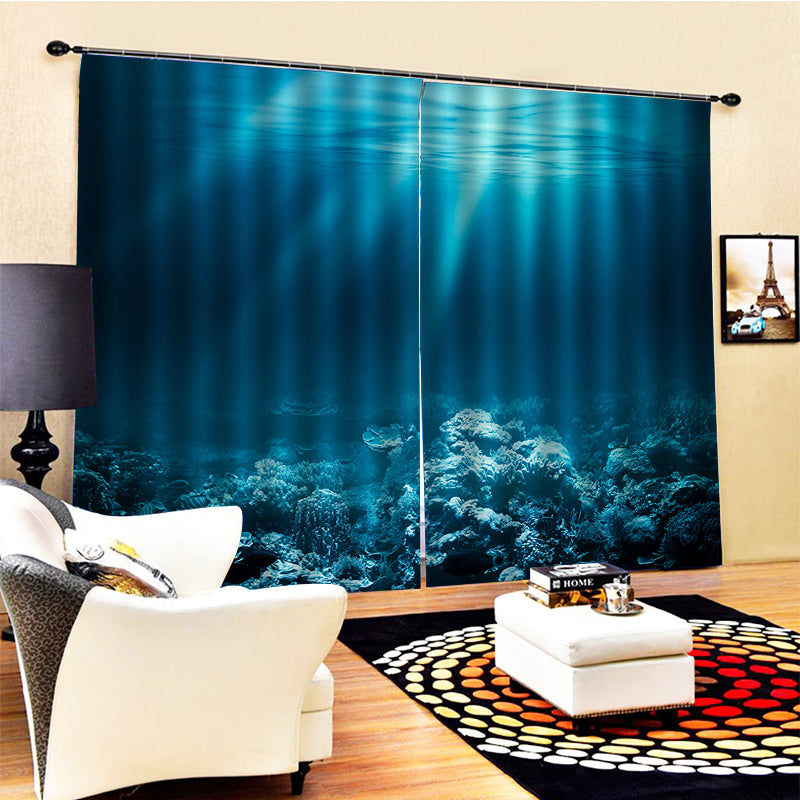 Custom ocean water Curtain 3D Window Curtains For Living Room Bedroom Blackout curtain