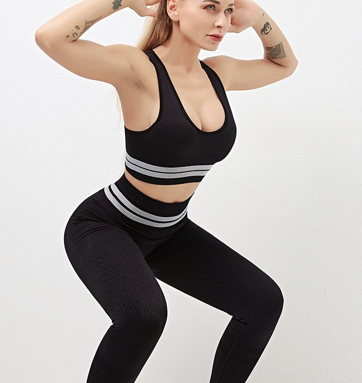 Designer Yoga Sportwear Tracksuits Fitness 2 pcs Gym wear Bra Leggings two Piece Set outdoor outfits Sports Gym wear Clothing Athletic Elastic yogaw