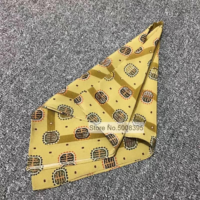 Scarves 100% SILK Print Yellow Marrakech Square Scarf 57CM Small Neck For Woman 2021