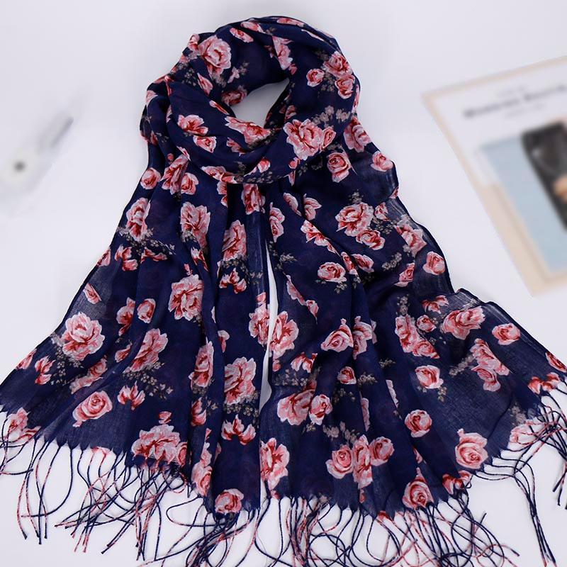 Scarves Hijab Tassels Floral Scarf Printe Cotton Shawls Muslim Trubans Viscose Wraps Fashion Islamic 10pcs-lot