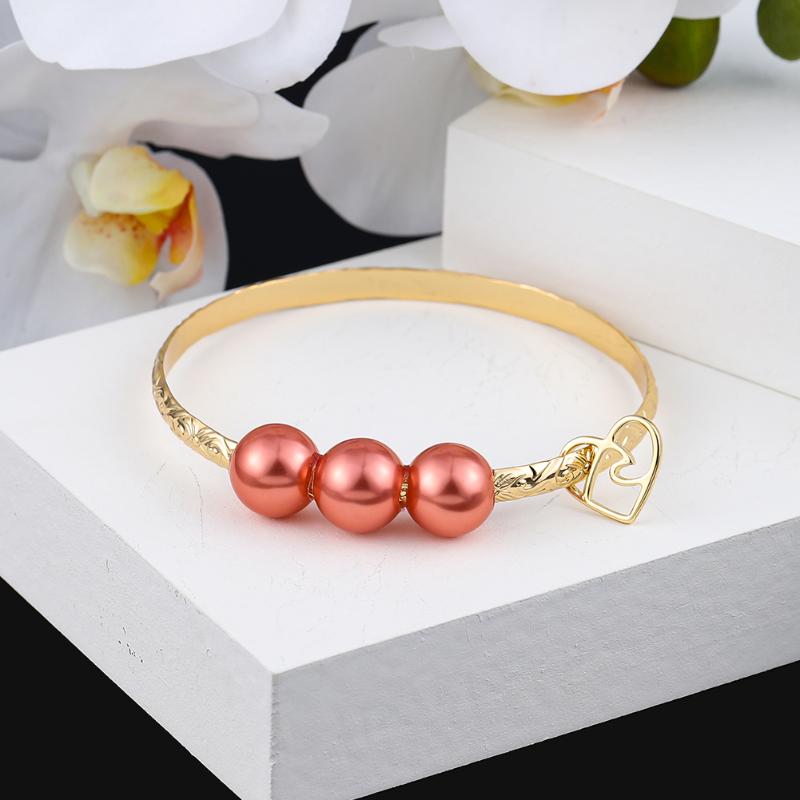 Bangle SophiaXuan Bracelet Polynesian Hawaiian Fashion Pearl Heart Golden Charm Bracelets Summer Beach Jewelry Wholesale For Women Gift