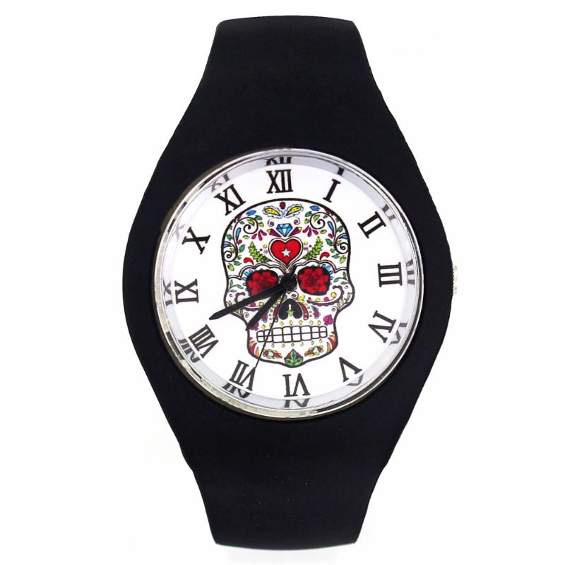 Wristwatches Skull Skeleton Ghost Halloween Gift Fashion Men Women Sport Soft Silicone Strap Quartz Wrist Watch