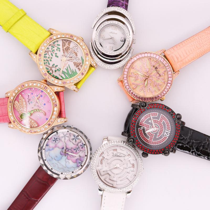 Wristwatches SALE!!! Discount Melissa Crystal Old Types Lady Women&#039;s Watch Japan Mov&#039;t Fashion Hours Bracelet Leather Girl&#039;s Gift Box