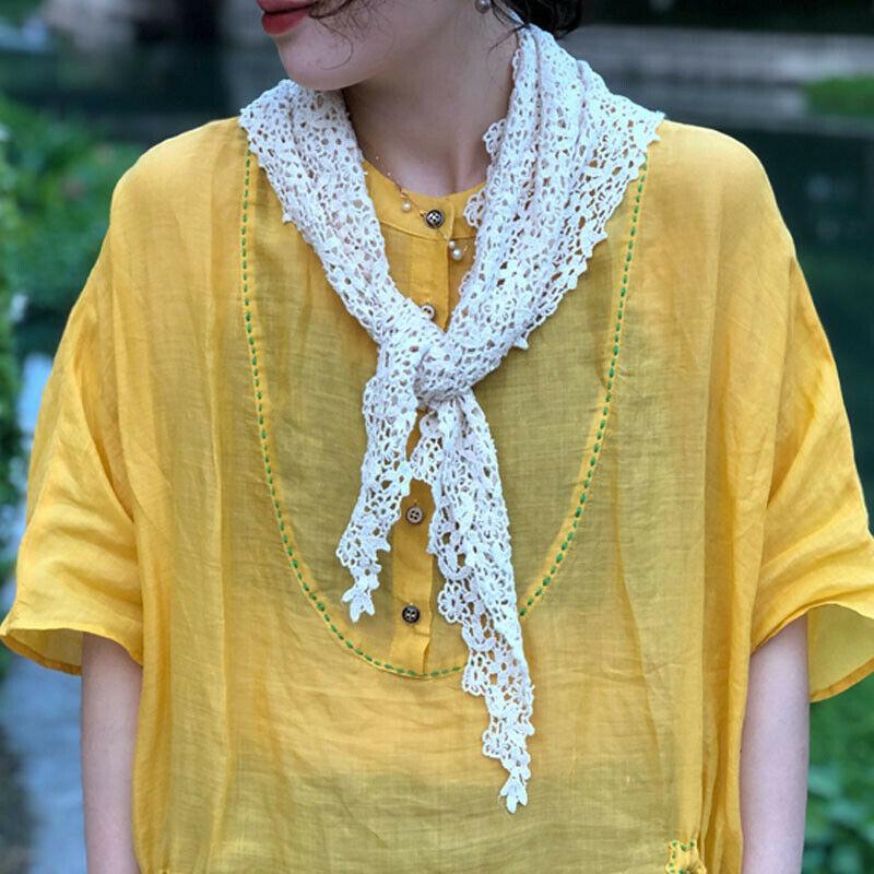 Scarves 2021 Autumn Women Lace Scarf Lady&#039;s Headscarf Hollow Triangle Solid Tassel Shawls And