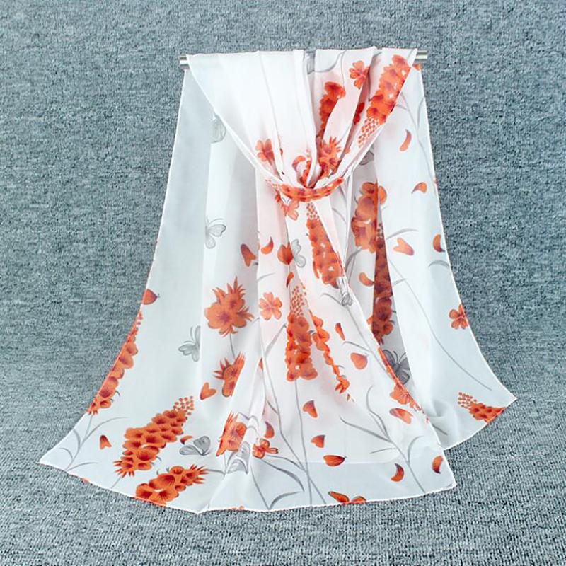Scarves Fashion Chiffon Satin Scarf For Women Flower Print Square Shawl Scarfs Female Ladies Wraps 160*50cm