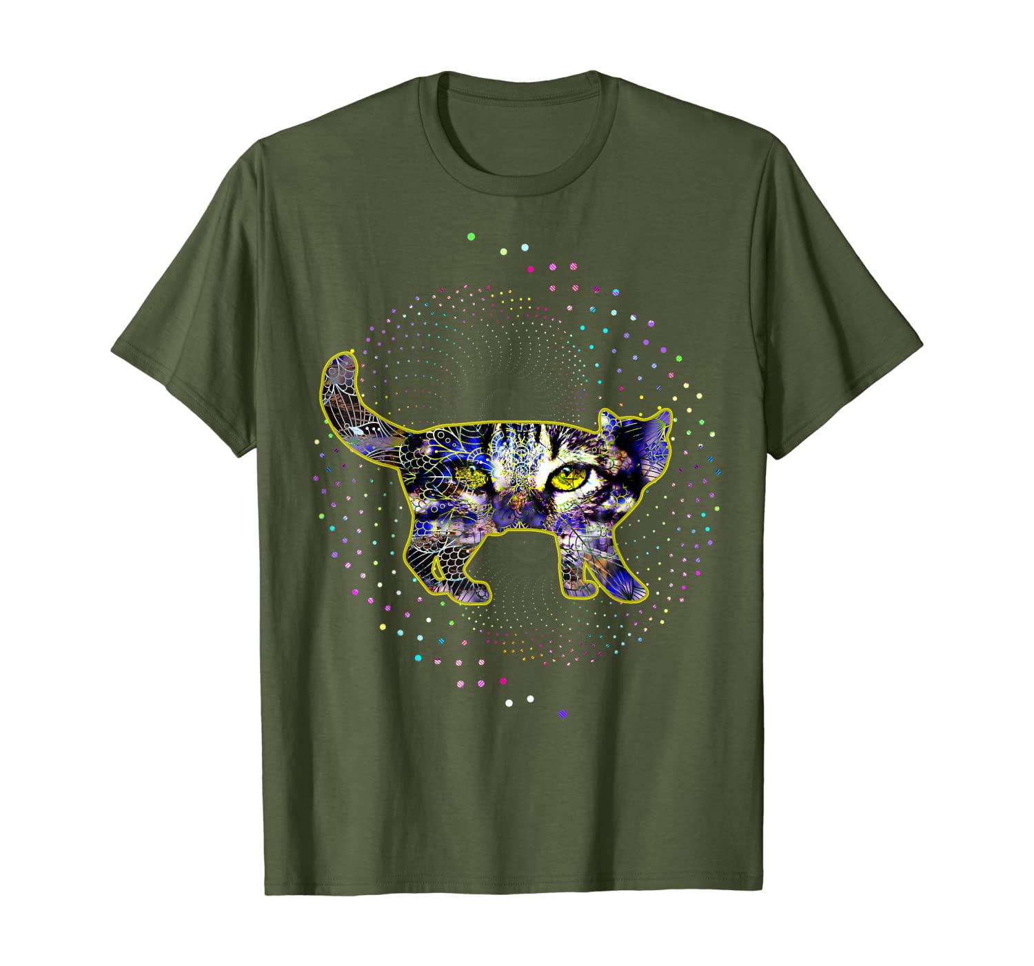 Cat Eyes Geometric Mandala Design gift - Cat Sacred Geometry T-Shirt