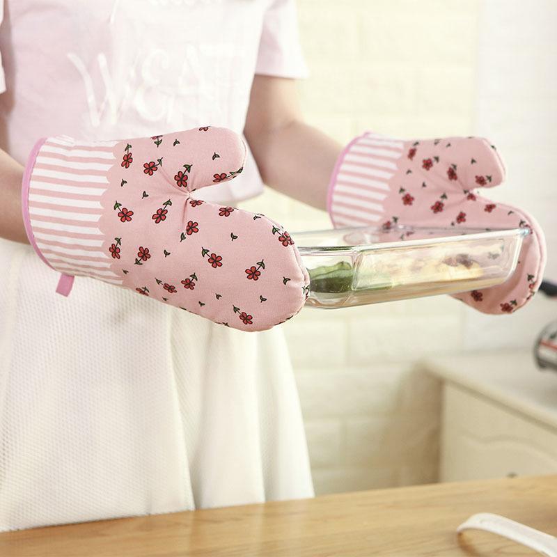 Oven Mitts 1Pair Of Heat Resistant Microwave Gloves Thick Non-Slip Insulation Baking Kitchen Accessories