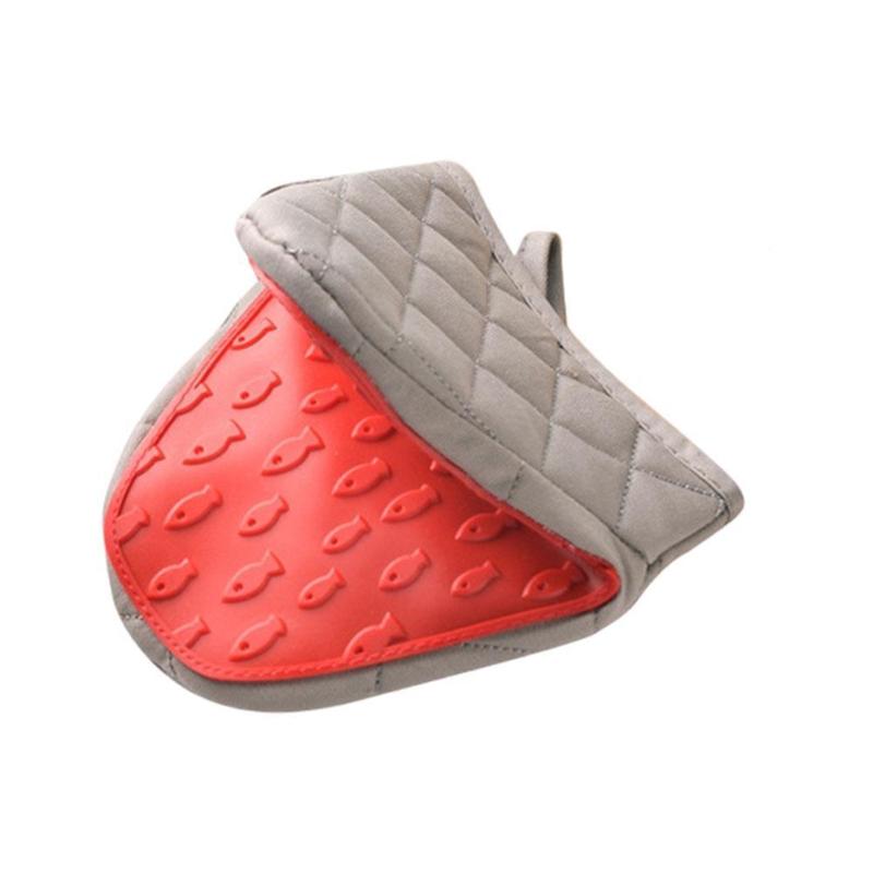 Oven Mitts 1PC Kitchen Silicone Gloves Tray Dish Bowl Holder Baking Insulation Clip Hand Potholder Anti-sca C3D6