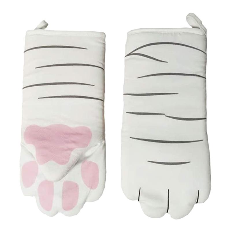 Oven Mitts 1 Pair ,Cotton Lining- Pot Holder Gloves,Heat Resistant Gloves,for Grilling,Baking,BBQ,Microwave (Cat Foot)