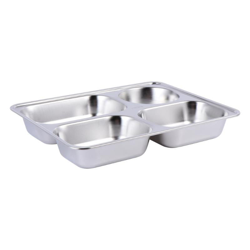 Dishes & Plates 1pc Sub-grid Plate Thickened Stainless Steel Square Fruit Snack