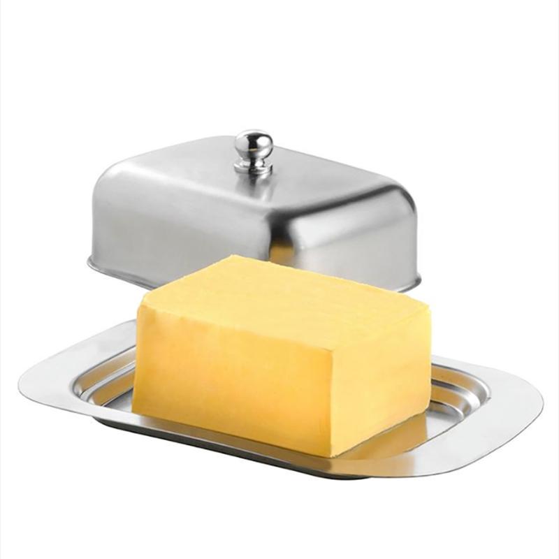 Dishes & Plates Stainless Steel Butter Dish With Lid The Perfect Addition To Any Kitchen -18.5cm X 12cm 7cm Platos Decorativos Mesa Dropship
