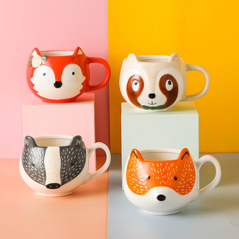 Mugs 300ml Cartoon Creative Coffee Milk Juice Ceramic Cup Drinking Mug Breakfast Cups Cute Animal Water Christmas Gifts