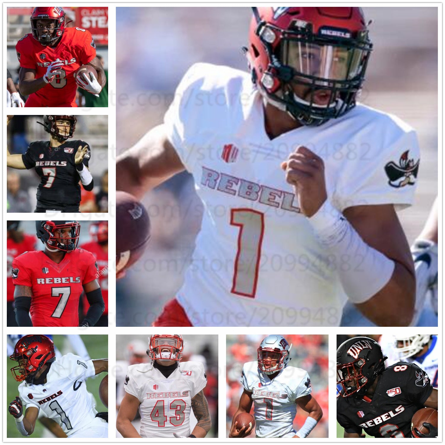 Custom UNLV Rebels Football Jersey 7 Kenyon Oblad 12 Randall Cunningham 8 Charles Williams 4 Randal Grimes NCAA College mens youth