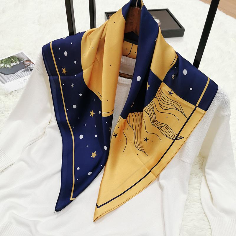 Scarves Lady&#039;s Star Square Spring And Summer Women&#039;s Printed Silk Scarf 70*70cm