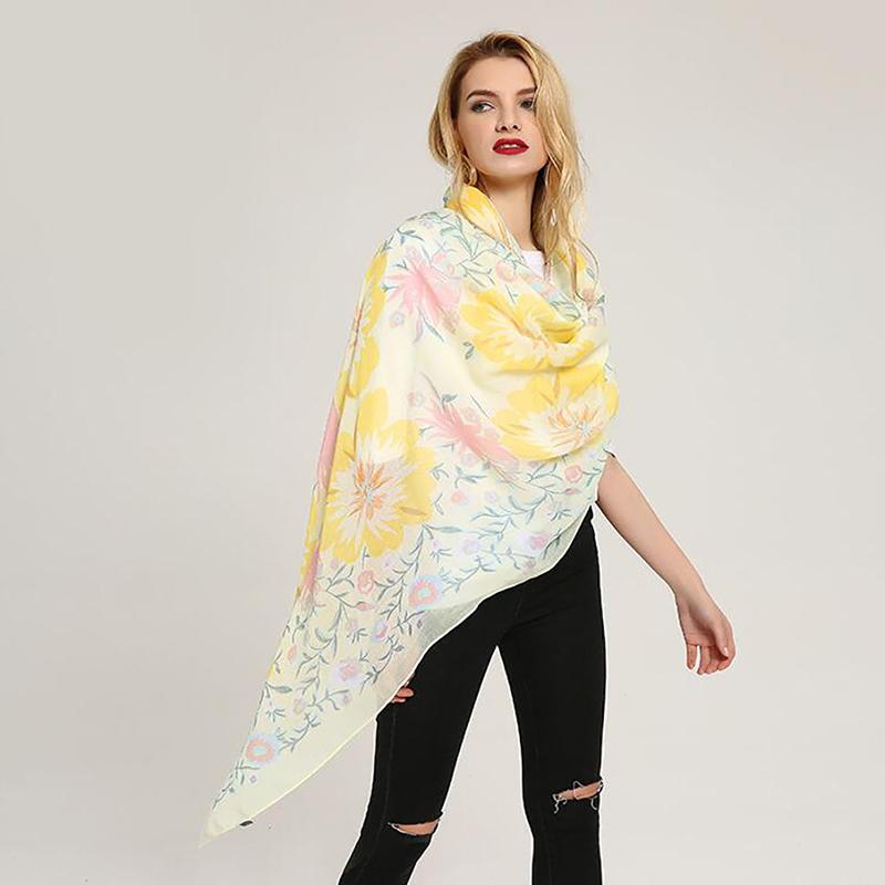 Scarves Luxury Thin Shawls Wraps Silk Satin Scarf Elegant Shawl Gift Women Ladies Floral Print Pattern Lace Long Warm Wrap