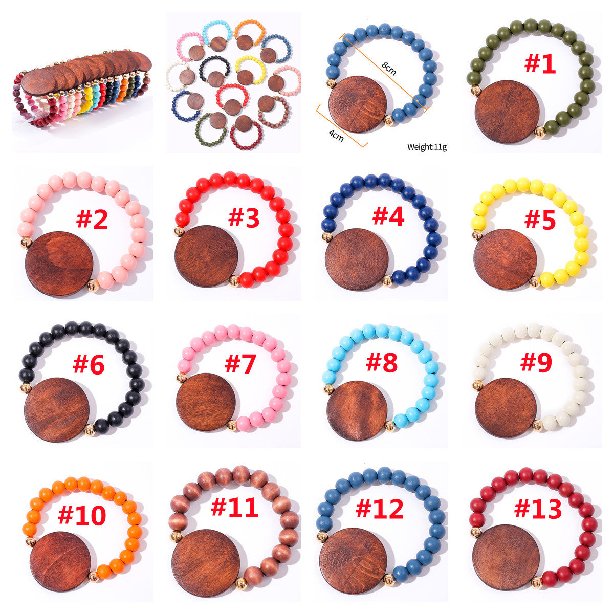 2022 Mother&#039;s Day Beaded bracelet for ladies holiday gift Personalized Laser Monogram Blank Disc Wooden Beads Stretch Bracelet YWJHMY000518