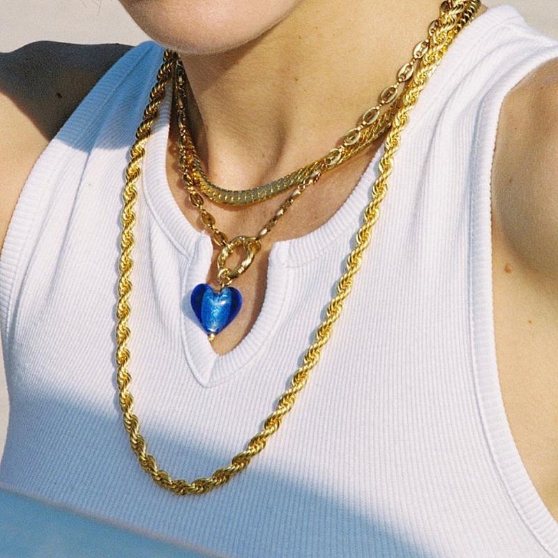 Pendant Necklaces Timeless Wonder Glam Pig Nose Chain Glass Heart Necklace Women Jewelry Punk Ins Trendy Boho Designer Party Kpop Gift 2551