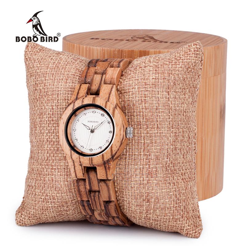 Wristwatches BOBO BIRD Women Watches Wooden Wrist Watch Quartz With Diamond Folding Clasp In Gift Box Ladies Custom Logo
