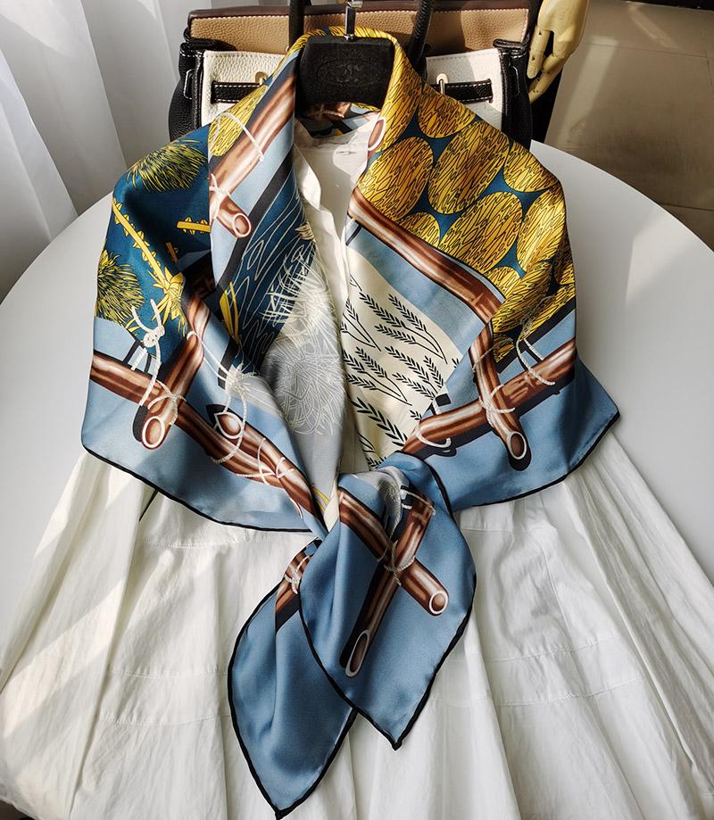 Scarves 100% Pure Silk Satin Square Big Scarf Shawl Wrap Kerchief 43.3&quot;x43.3&quot; WJ067