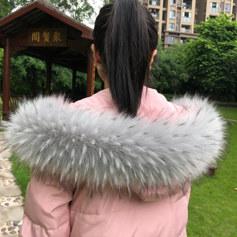 Scarves DANKEYISI Women Faux Raccoon Fur Scarf Winter Hood Decor Fake Parkas Coats Collar Male Jackets