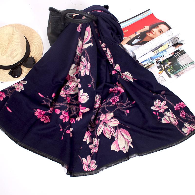 Scarves European American Style Female Spring Autumn Scarf Ethnic Women&#039;s Jacquard Tassel Shawl Double-Sided Imitation Cashmere