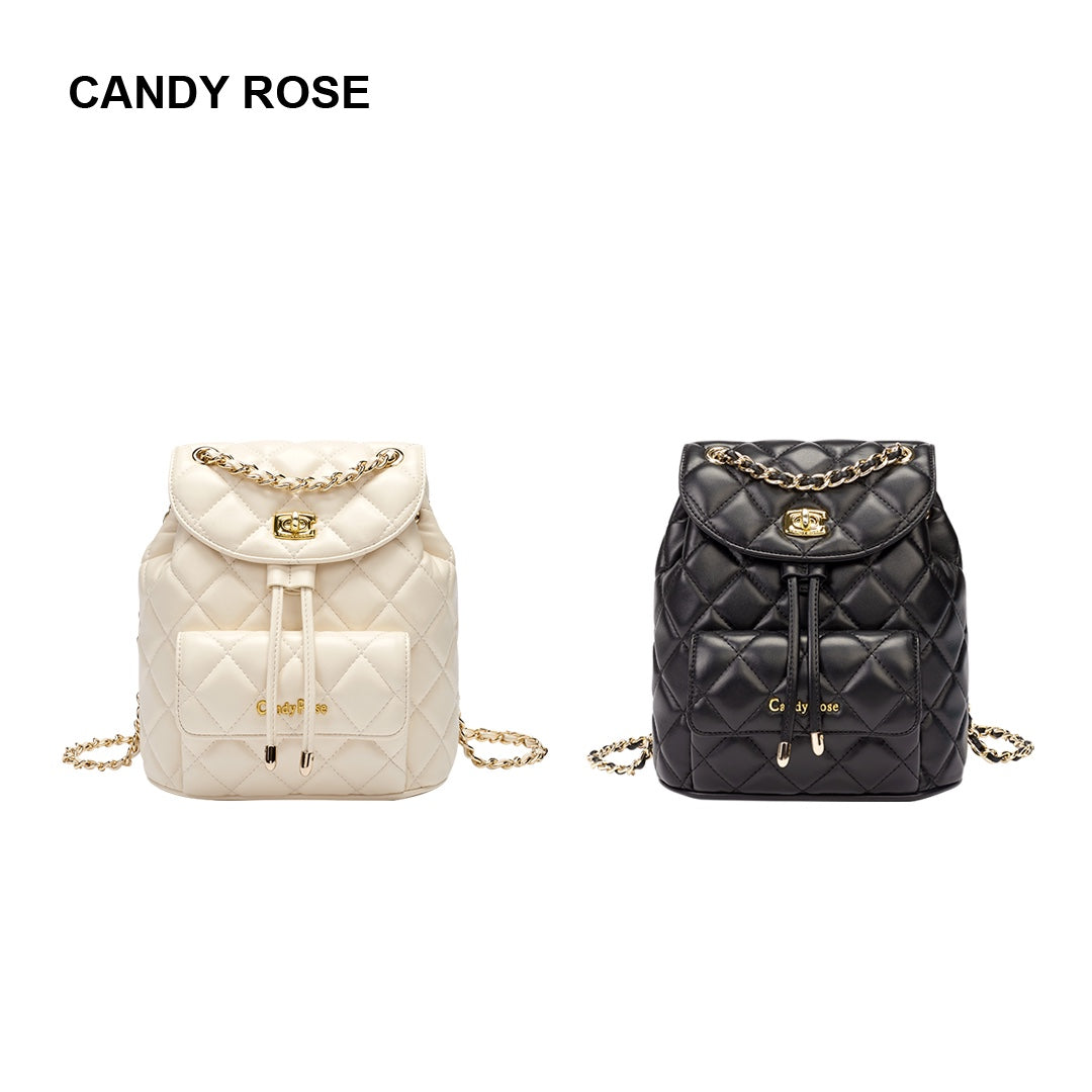 Fashion female bag CandyRose brand metal leather chain shoulder bags classic rhombus pattern flap lock large capacity handbag luxury lady purse Cros
