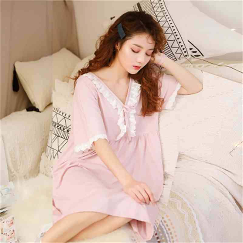 Women&#039;s Sleepwear Fdfklak Nightdress female cotton summer night dress loose fat 100 kg princess style plus size nightgown women sleepwear M-5XL