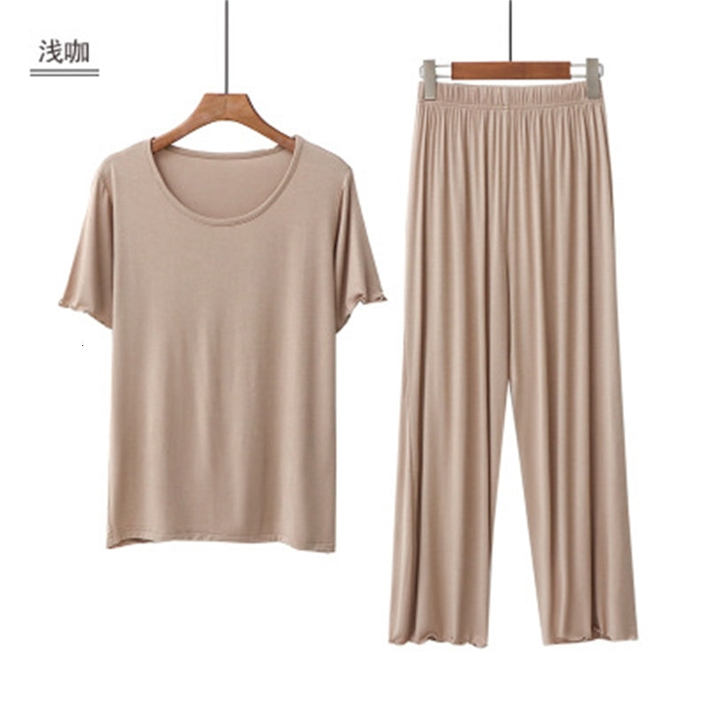 Women&#039;s Sleepwear L-2XL Loose casual pajamas for women spring summer cotton nightwear pijama set short sleeve modal ladies pyjamas suit home we