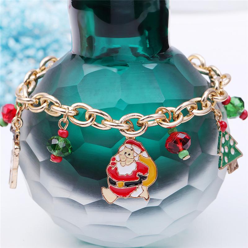 Link, Chain Golden Santa Claus Pendant Bracelet Womens Girls Party Wedding Jewellery For Woman Christmas Gift