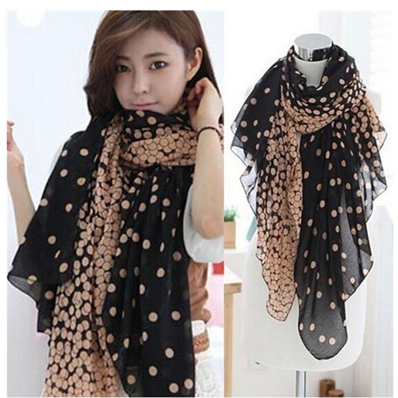 Scarves 2021 Fashion Elegant Women Spring Warm Soft Long Shawls Casual Female Pink Grey Dots Print And