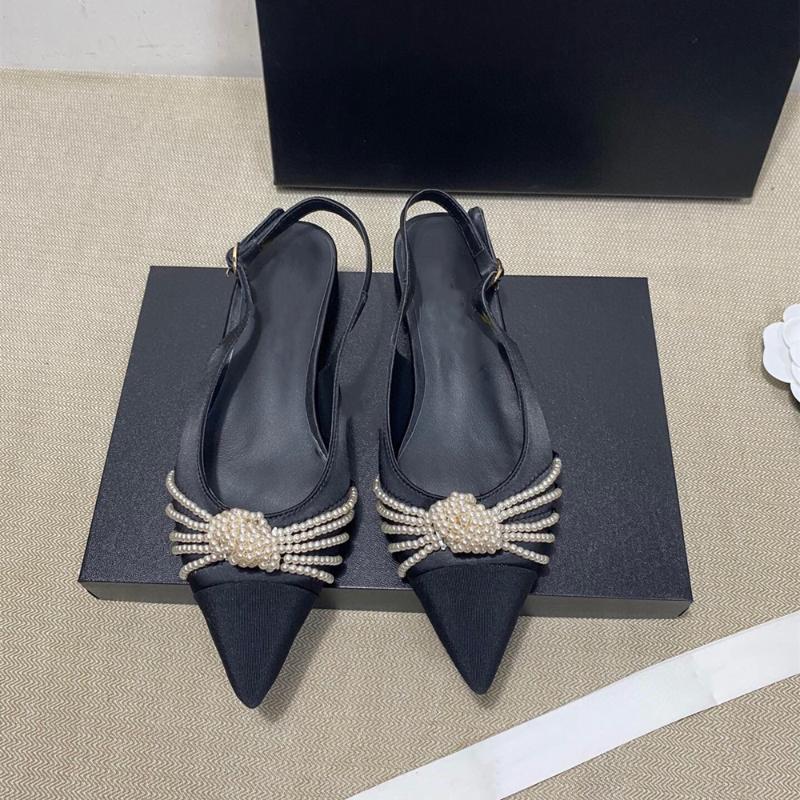 Sandals Brand Designer Pointed Toe Flats Genuine Leather Women&#039;s Shoes Bling Decoration Design Gift Box