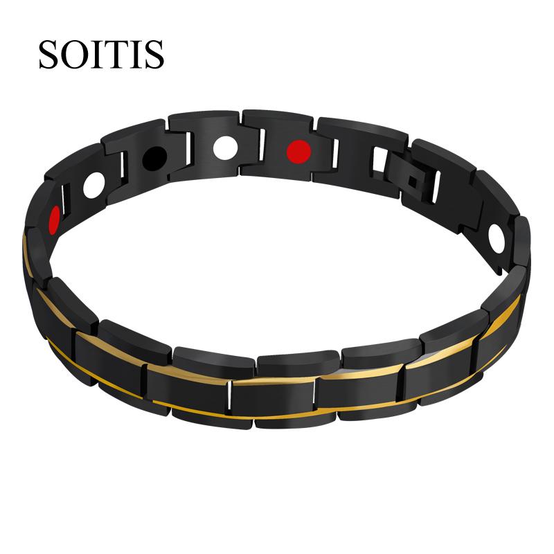 Link, Chain SOITIS Trendy Magnetic H Power Stainless Steel Health Bracelet & Bangles For Man Black Bracelets Male Jewelry