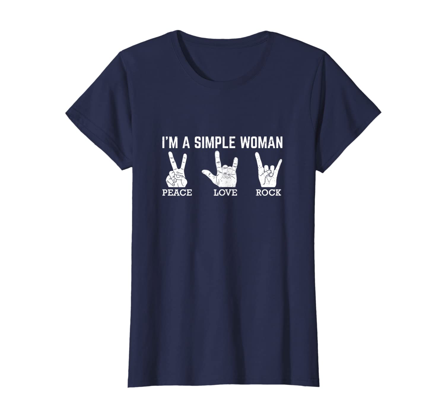 Womens I&#039;m a Simple Woman Peace Love Rock Sign Concert Band Gift T-Shirt