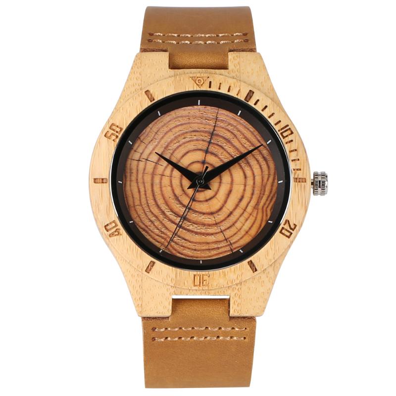 Wristwatches Trendy Stylish Hand-made Quartz Wooden Watches For Men Wood Grain Leather Wristband Clasp Wristwatch Gifts Husband