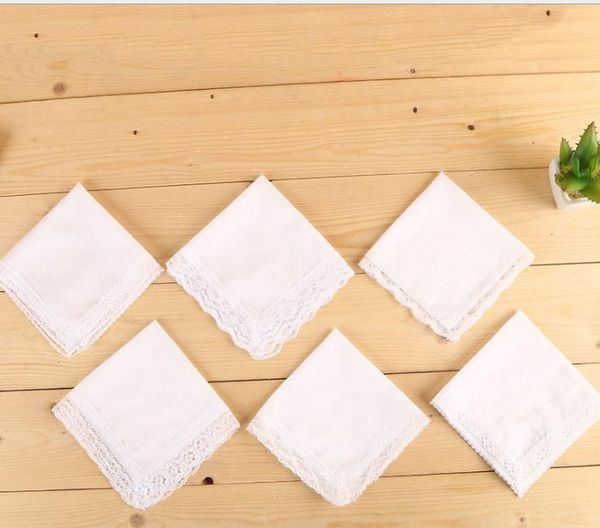2021 White premium cotton lace handkerchiefs blank crochet hankies for women-ladies wedding gift