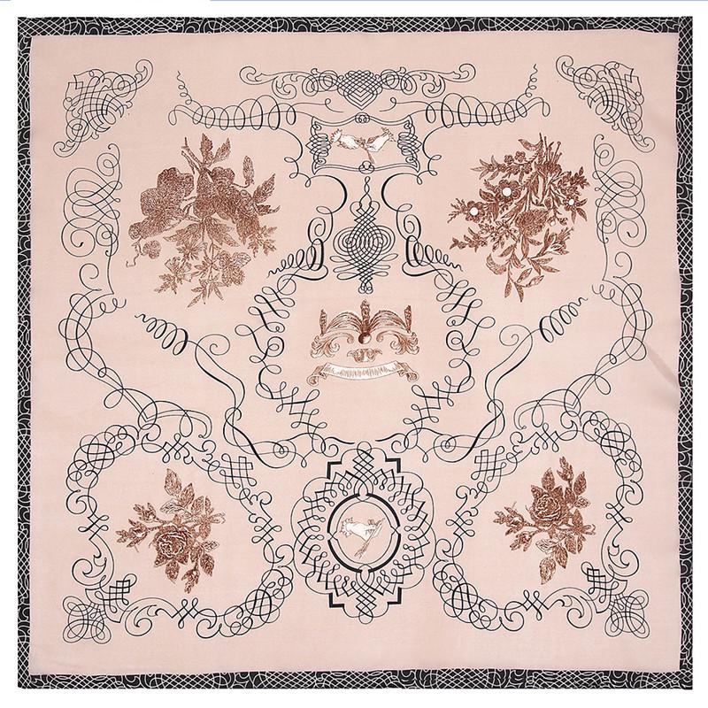 Scarves POBING 100% Silk Scarf Woman Spain Fashion Print Square Luxury Bandanas Small Hijab Foulards Lady Tie Headband 53x53CM