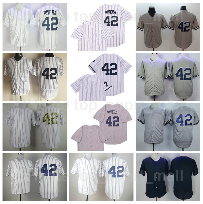 Retro 1995 Vintage Baseball 42 Mariano Rivera Jersey Men Retire Cooperstown Flexbase Cool Base Stitched Team Color Pinstripe White Grey Black Navy B